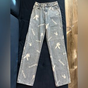 PLAYBOY By PacSun Jeans 25X32 90s High Rise Boyfriend Bunny Print Logo Retro